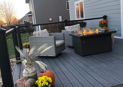 new deck with harvest decorations